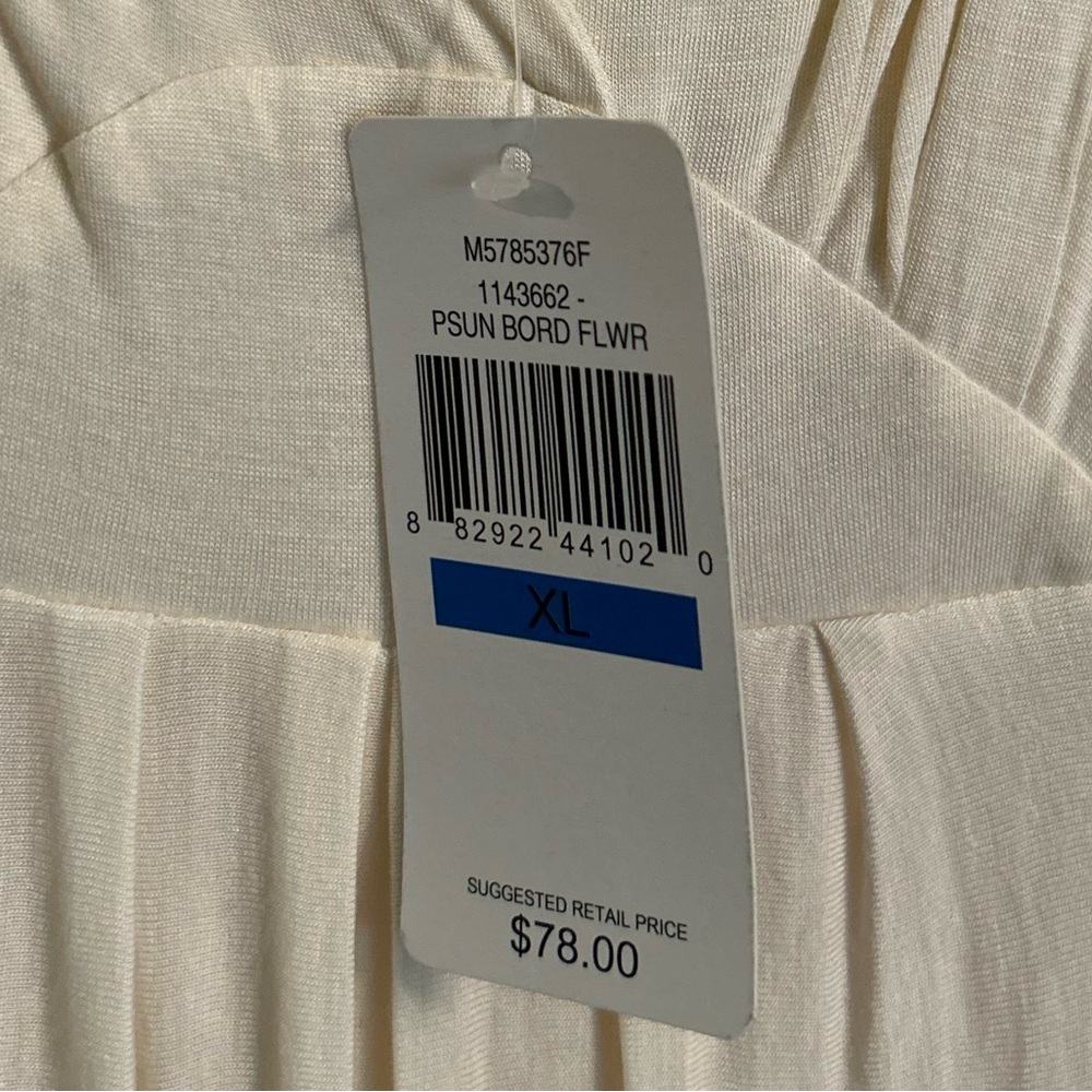 NWT Fever Women’s Sleeveless Cream / Orange / Pink Floral Knit Maxi Dress, Sz XL - Picture 3 of 6